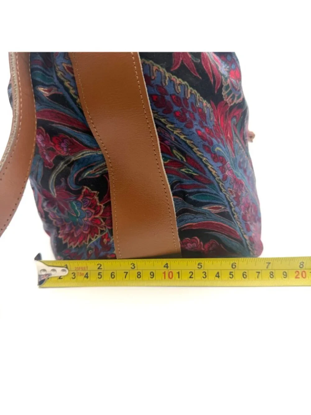 Vintage Richmark Paisley Drawstring Bucket Bag Boho Crossbody Purse USA
